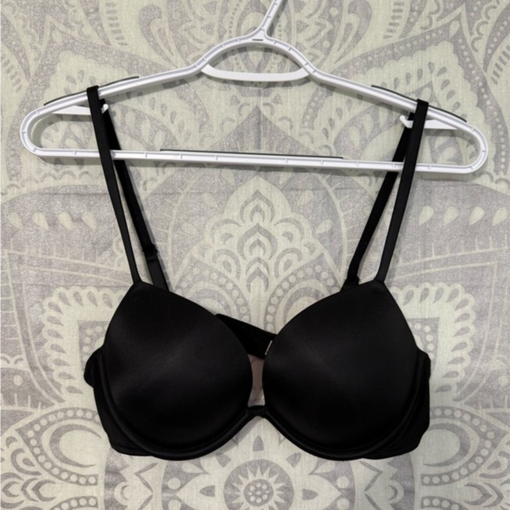 Nwt $36 Victorias Secret Pink Wear Everywhere Padded Super Push Up Bra Black 36B